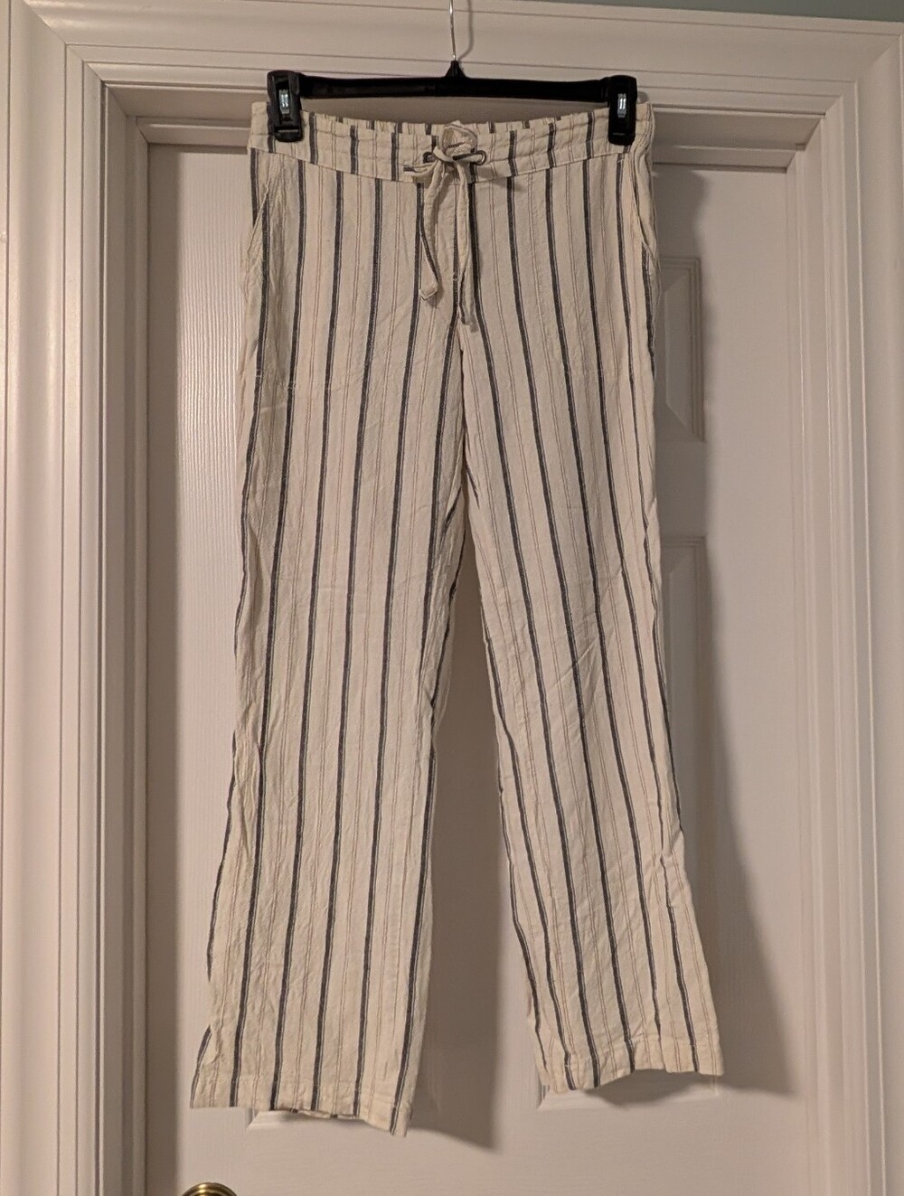 Striped Linen-Blend Pants